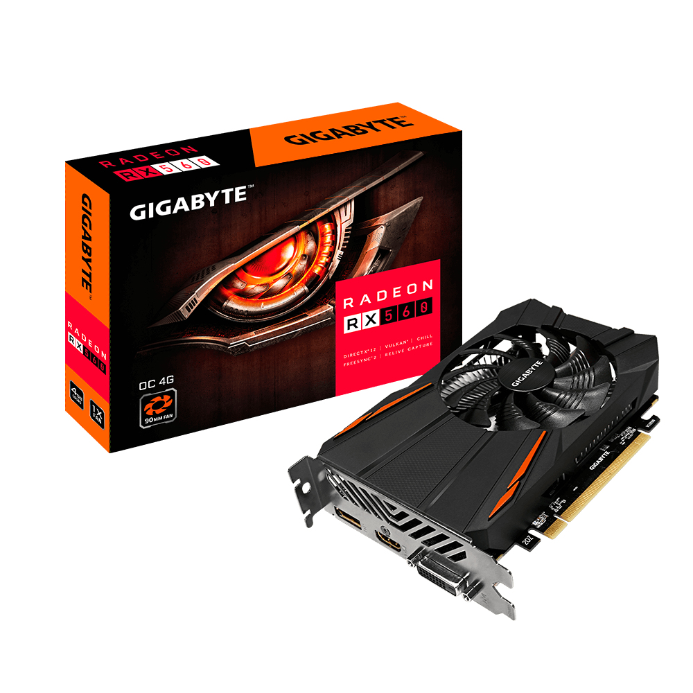 Gigabyte GV-RX560OC-4GD-REV3.0 videokaart AMD Radeon RX 560 4 GB GDDR5